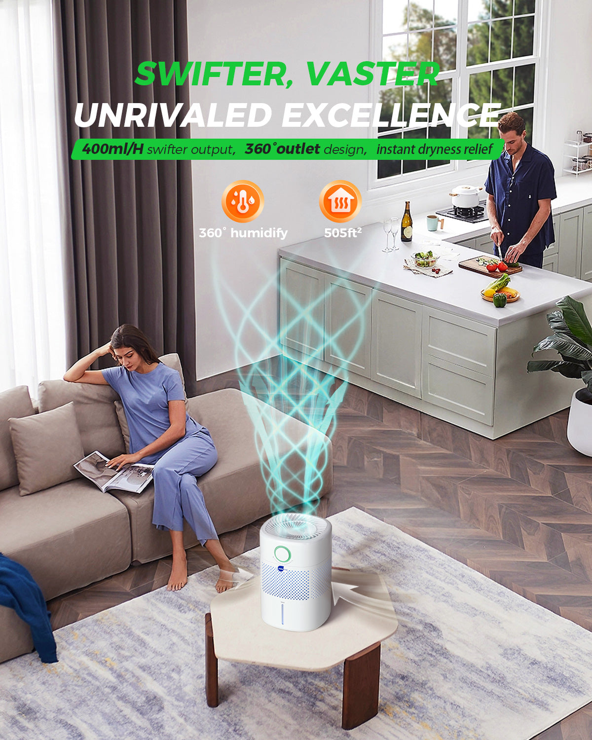 WaterFirst® MistFree Y Evaporative Humidifier with Filter & Ag+,3L,400ml/H